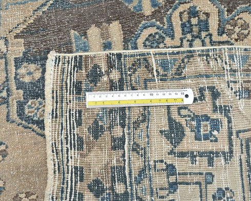 11 Ft Vintage Brown Persian Style Hand Knotted Low Pile Wool Runner Rug